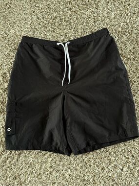 Disney Men's Black Swim Board Shorts with White Drawstring
